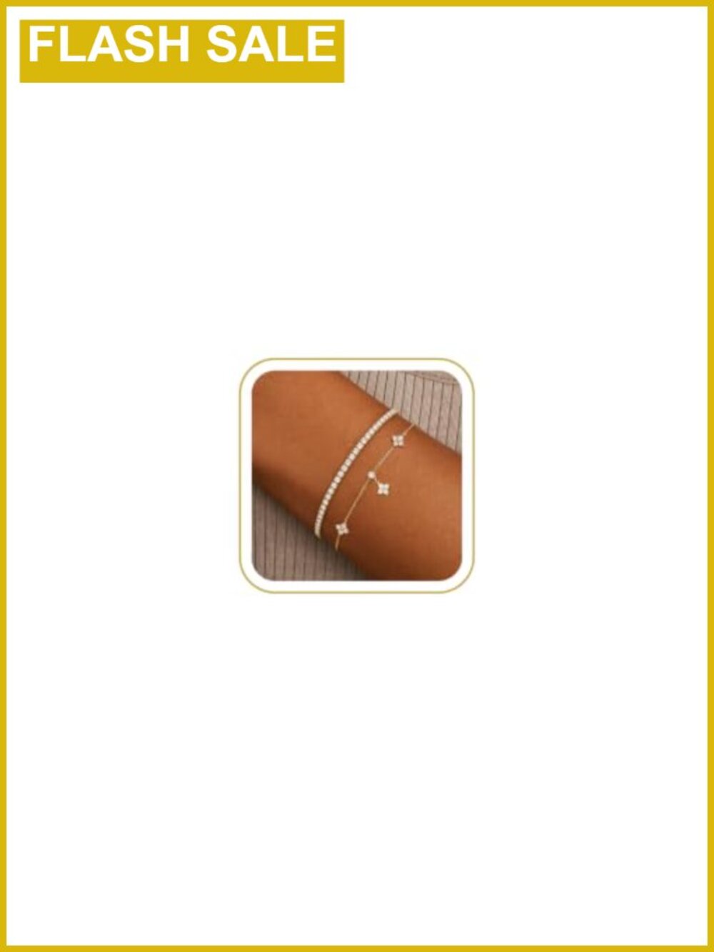 14K Gold Plated Clover Tennis Bracelet Stack, Waterproof CZ Jewelry